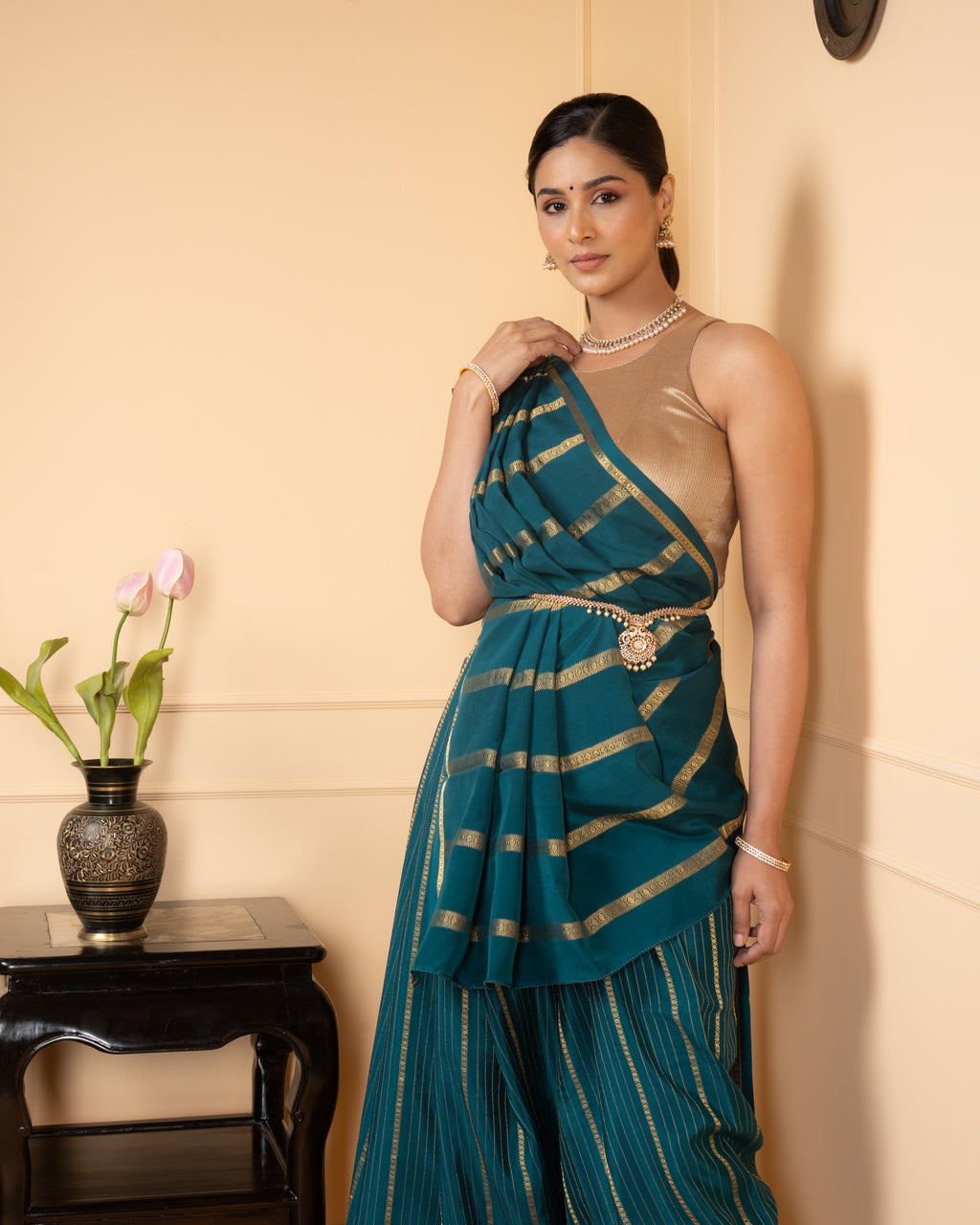 Blue Pure Zari Mysore Silk Saree