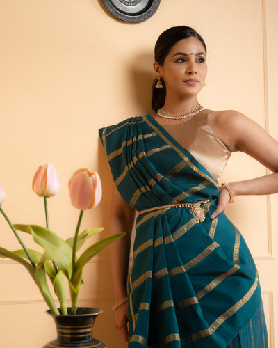 Blue Pure Zari Mysore Silk Saree