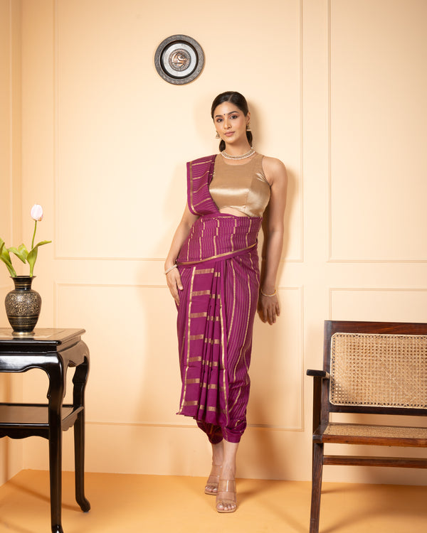 Purple Crepe Silk Saree