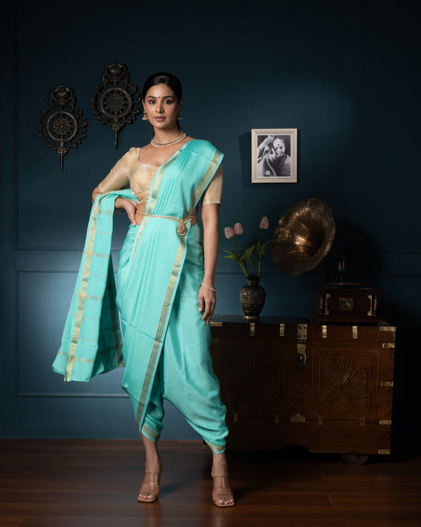 Blue Crepe Silk Saree