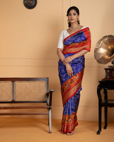 Blue Ikkat Silk Saree
