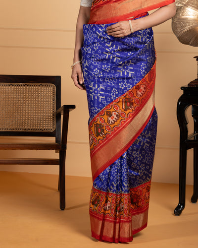 Blue Ikkat Silk Saree
