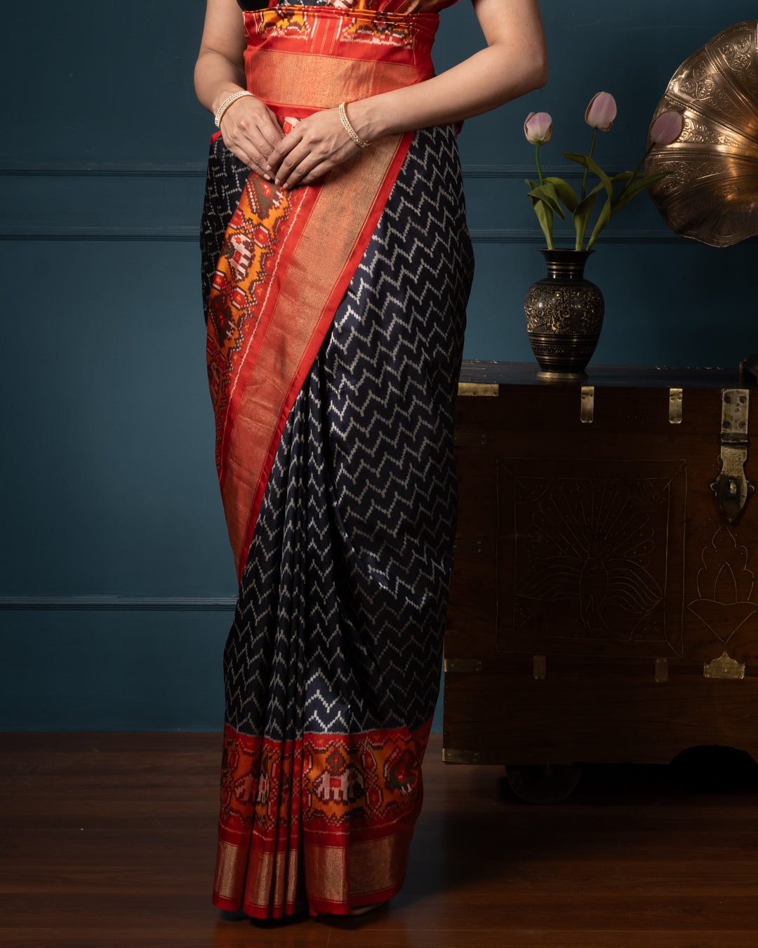 Black Ikkat Silk Saree