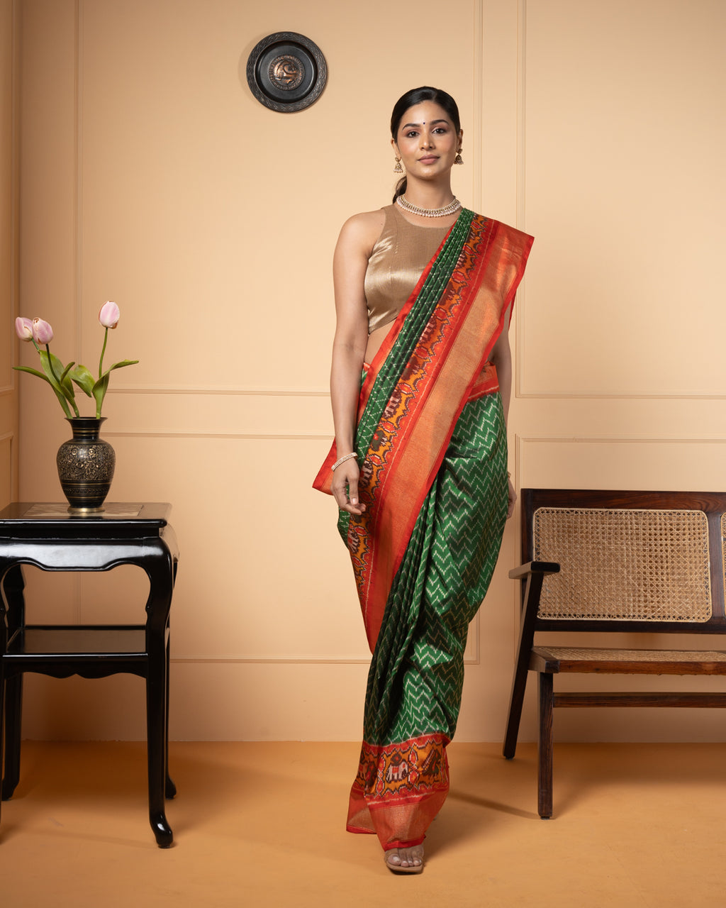 Green Ikkat Silk Saree