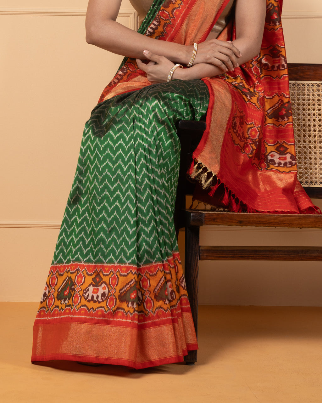 Green Ikkat Silk Saree