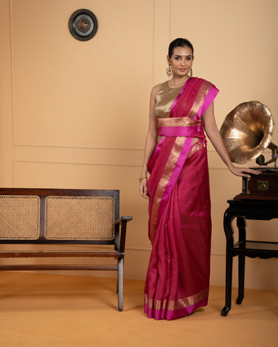 Pink Chanderi Silk Saree