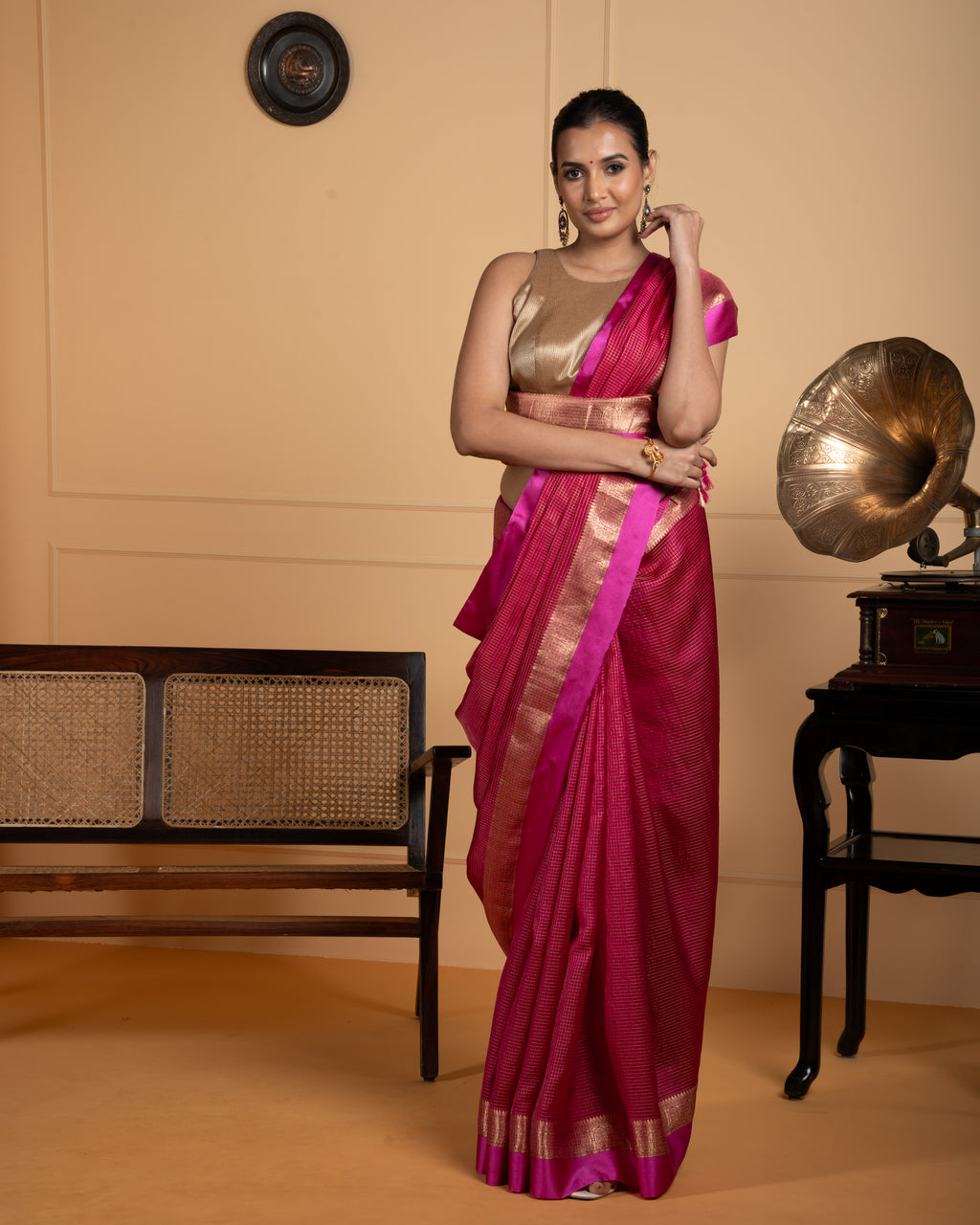 Pink Chanderi Silk Saree