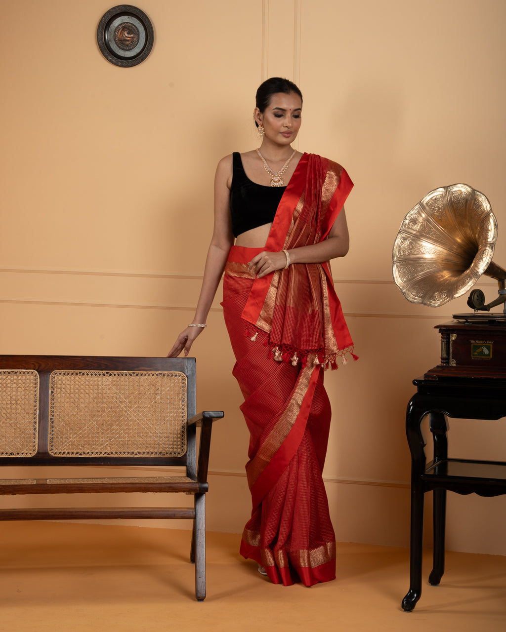 Orange Chanderi Silk Saree