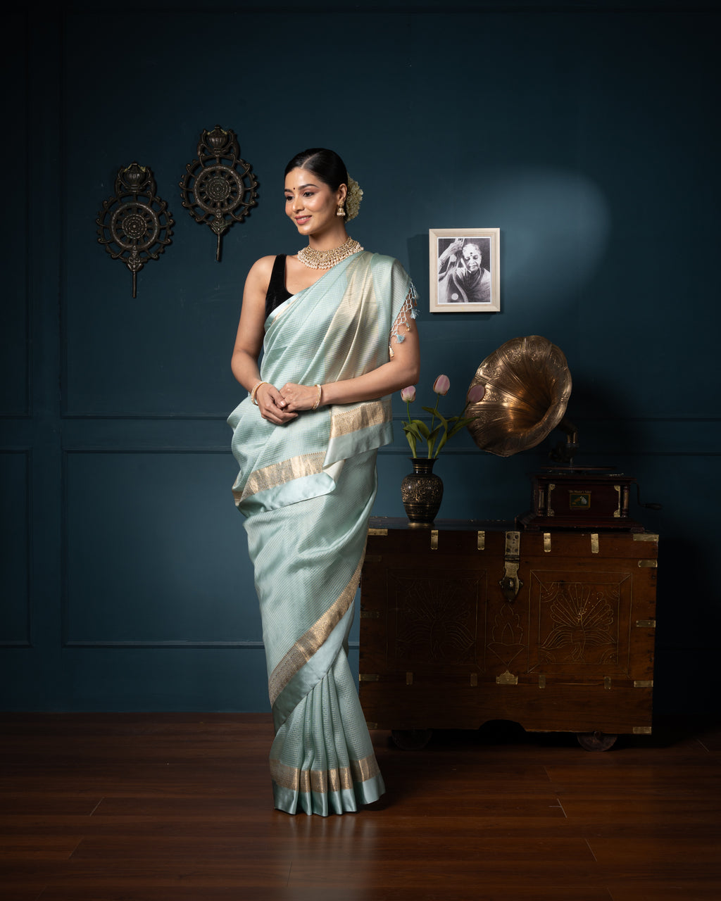 Green Chanderi Silk Saree