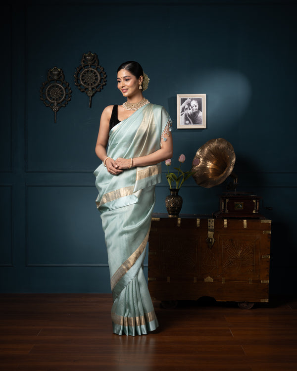 Blue Chanderi Silk Saree