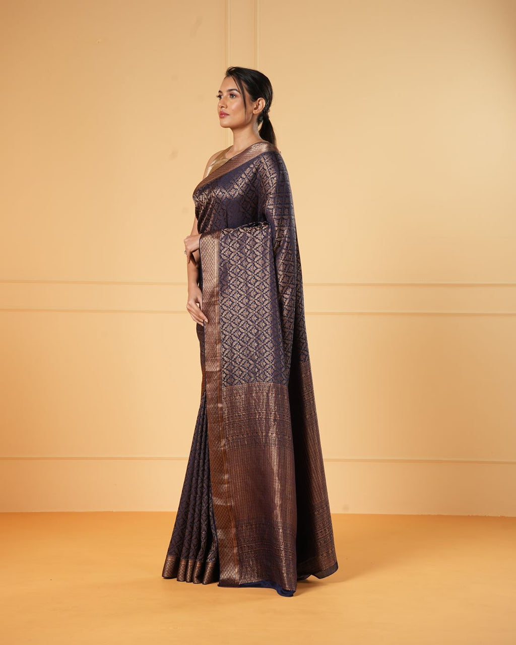 Blue Mysore Crepe Silk Saree