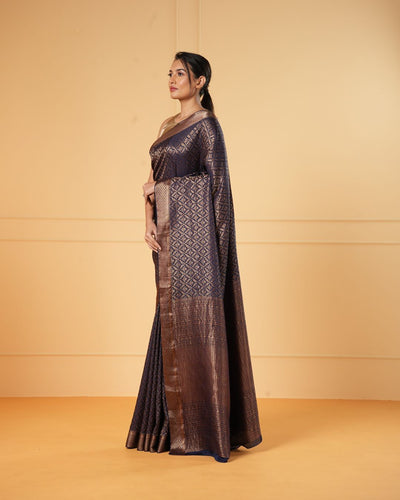 Blue Mysore Crepe Silk Saree