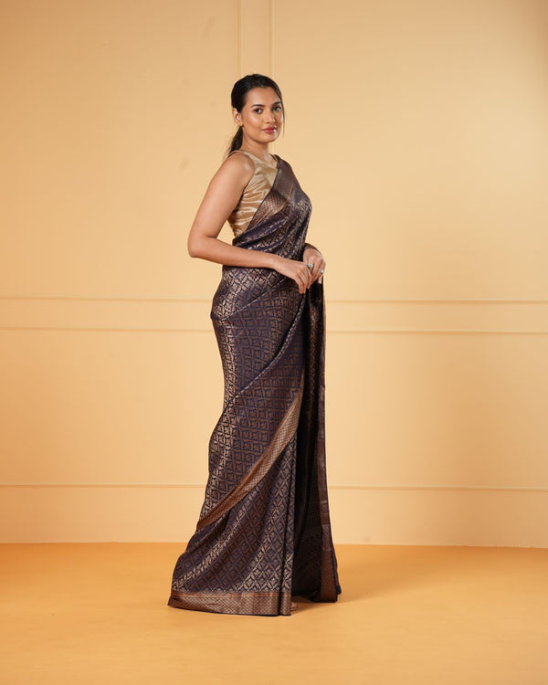 Blue Crepe Silk Saree