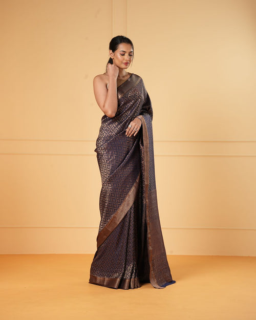 Blue Mysore Crepe Silk Saree