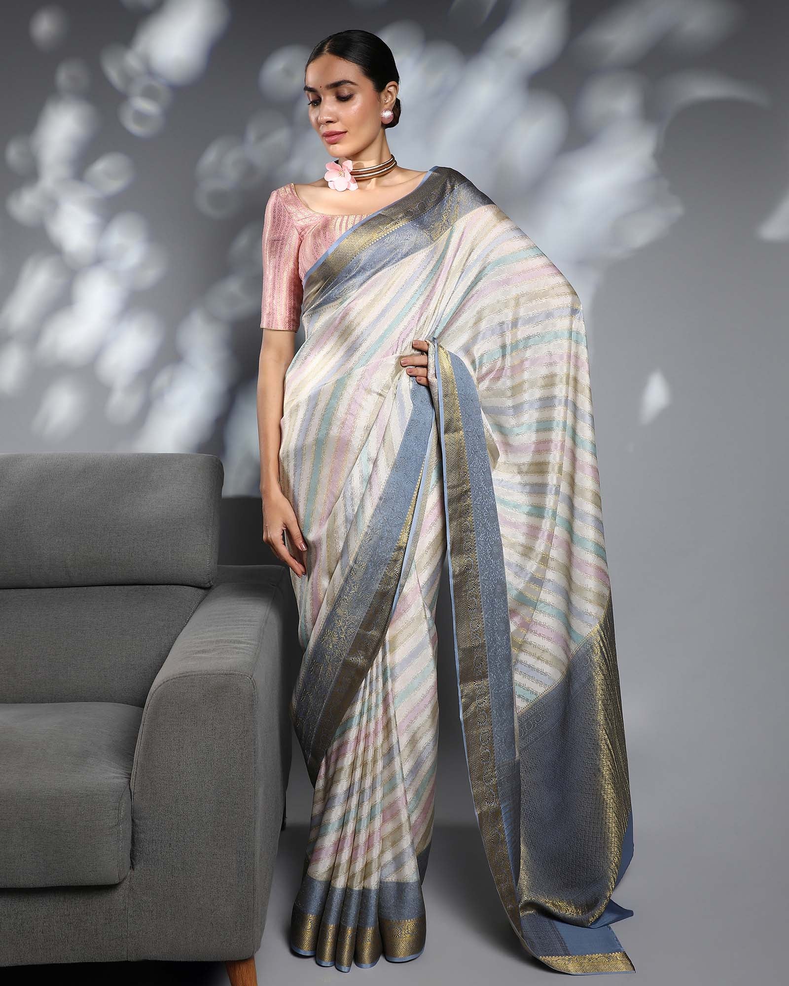 Multicolour Mysore Crepe Silk Saree