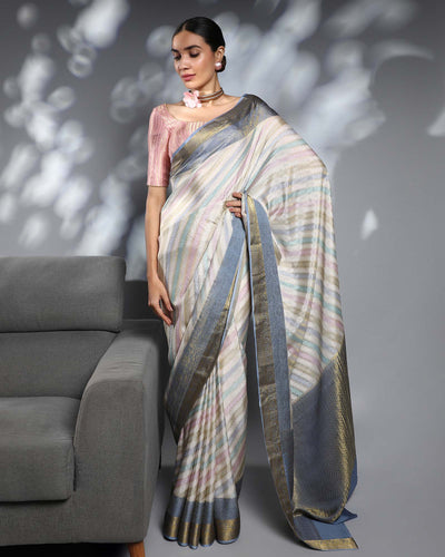 Multicolour Mysore Crepe Silk Saree