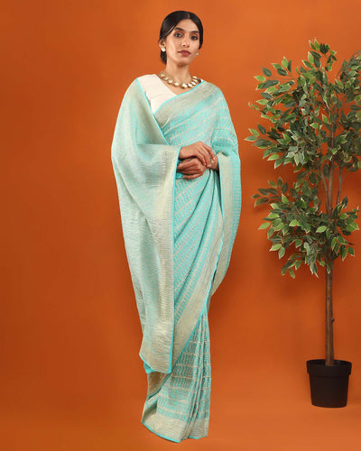 Blue Mysore Crepe Silk Saree