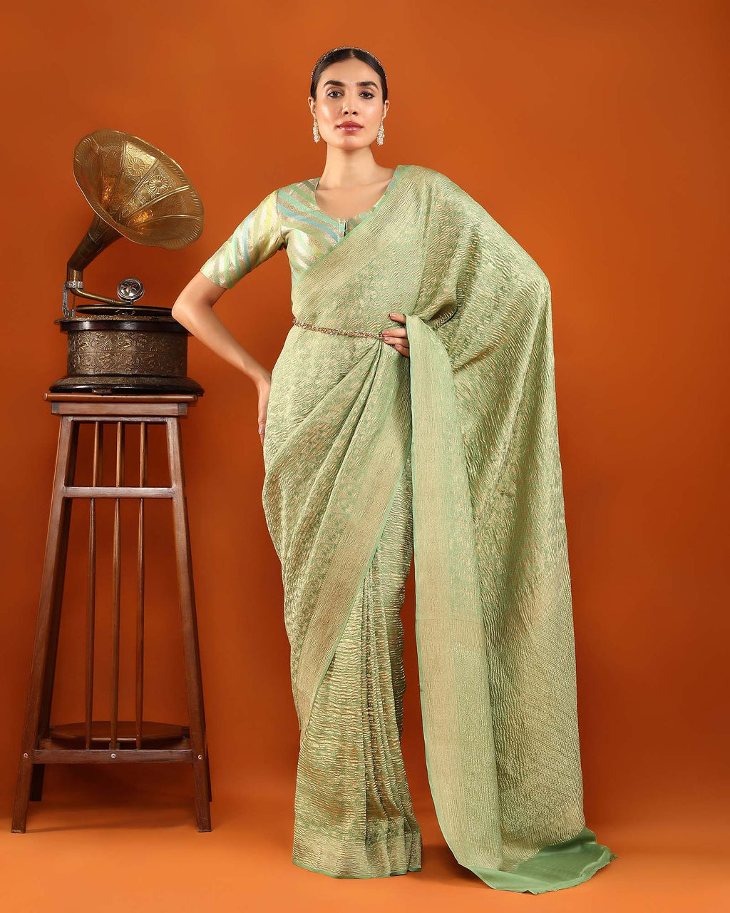 Green Mysore Crepe Silk Saree