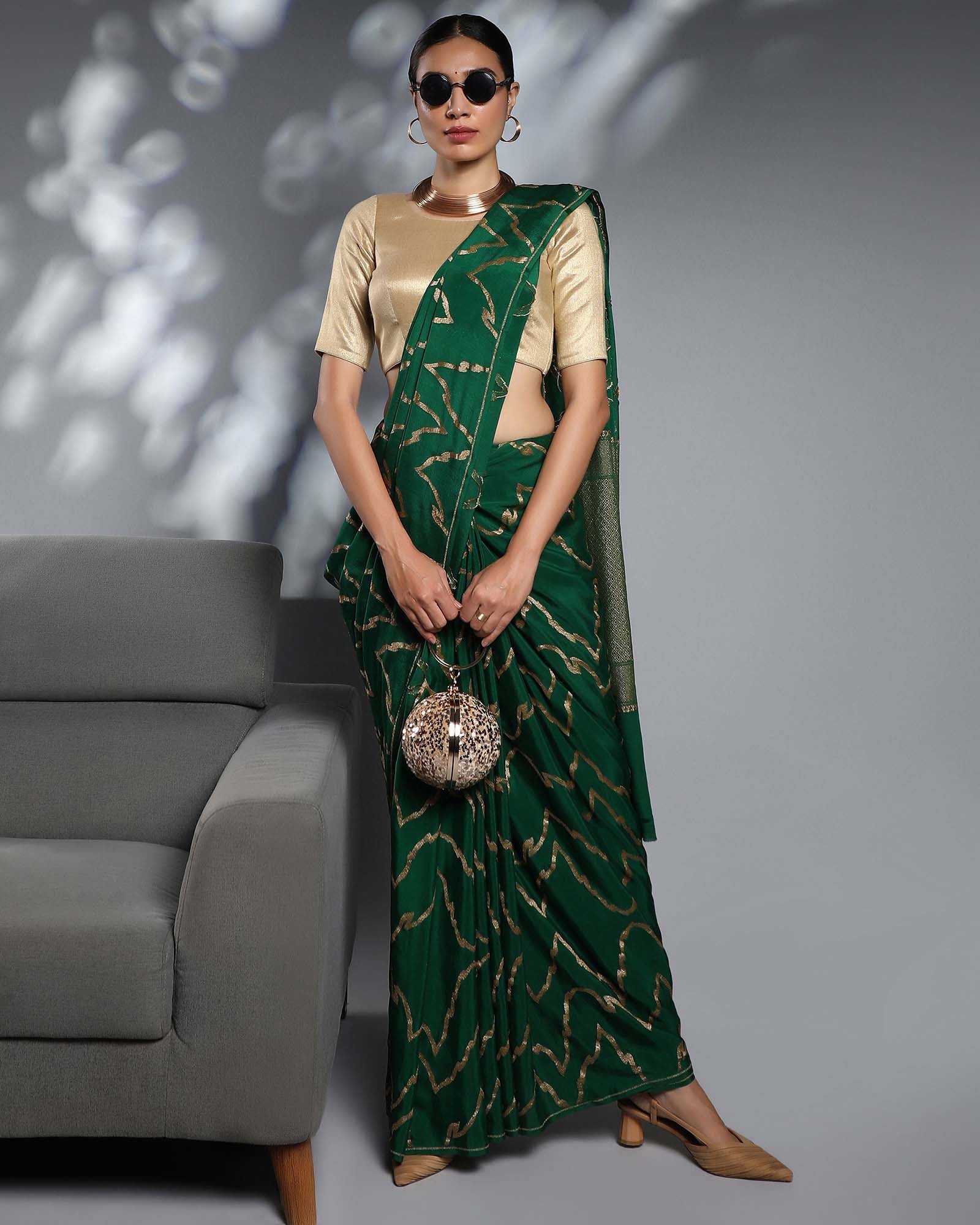 Green Mysore Crepe Silk Saree
