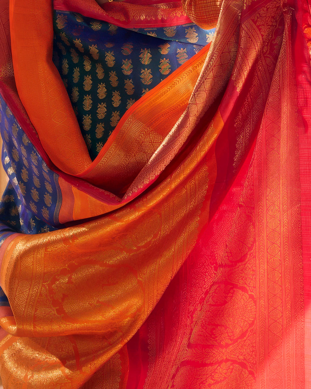 Peacock Blue Kanchivaram Silk Saree