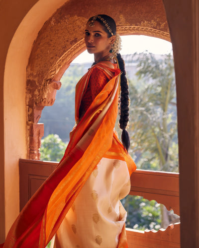 Off-White Kanchivaram Silk Saree