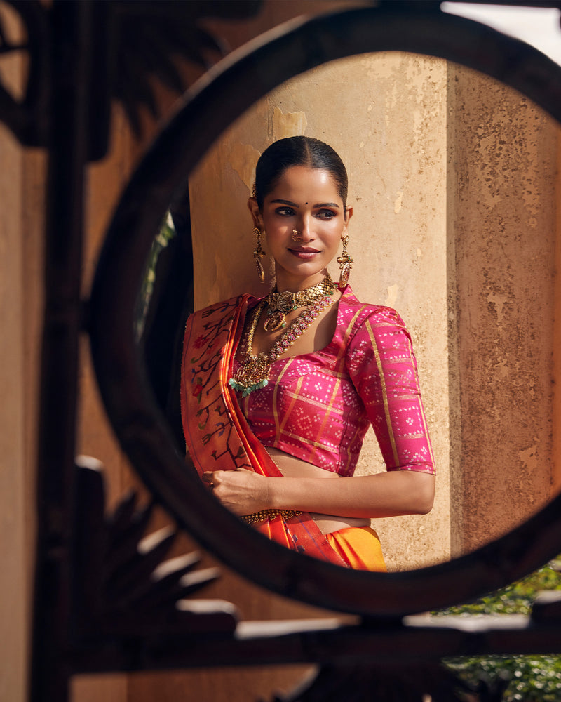 Orange Paithani Silk Saree