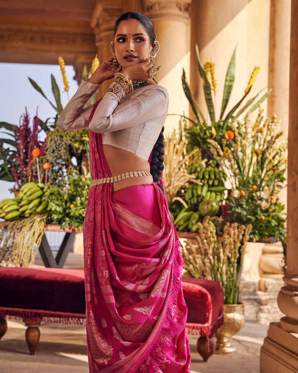 Pink Banarasi Silk Saree