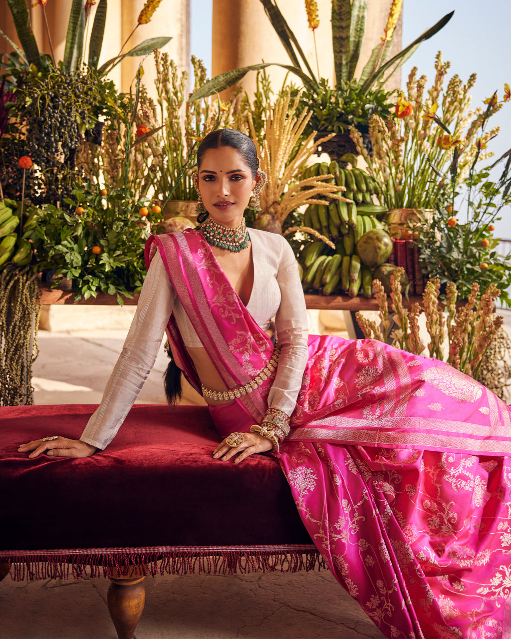 Pink Banarasi Silk Saree