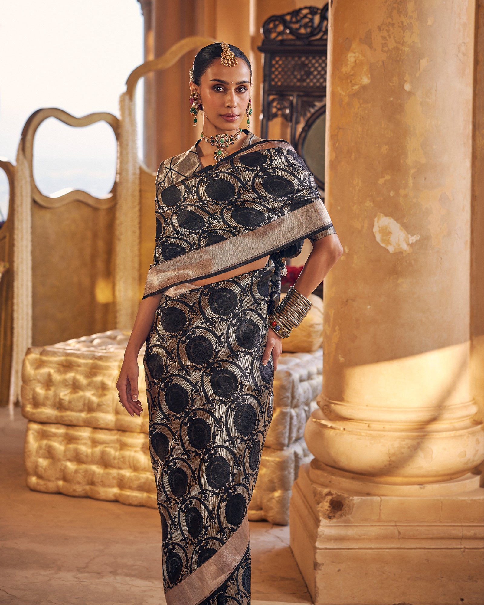 Black Banarasi Silk Saree