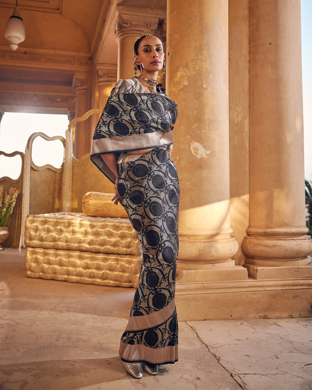 Black Banarasi Silk Saree