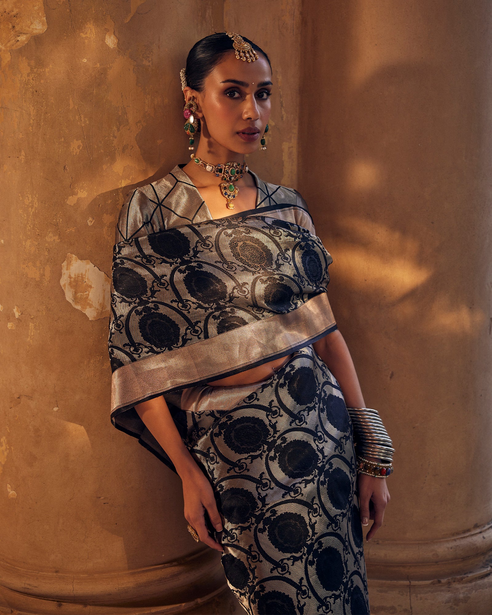 Black Banarasi Silk Saree