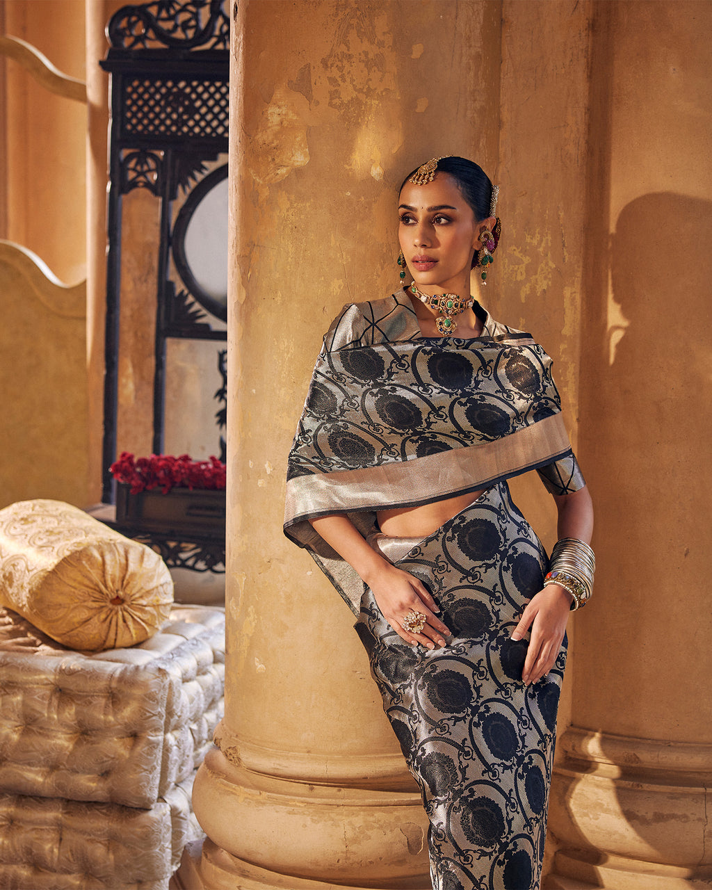 Black Banarasi Silk Saree