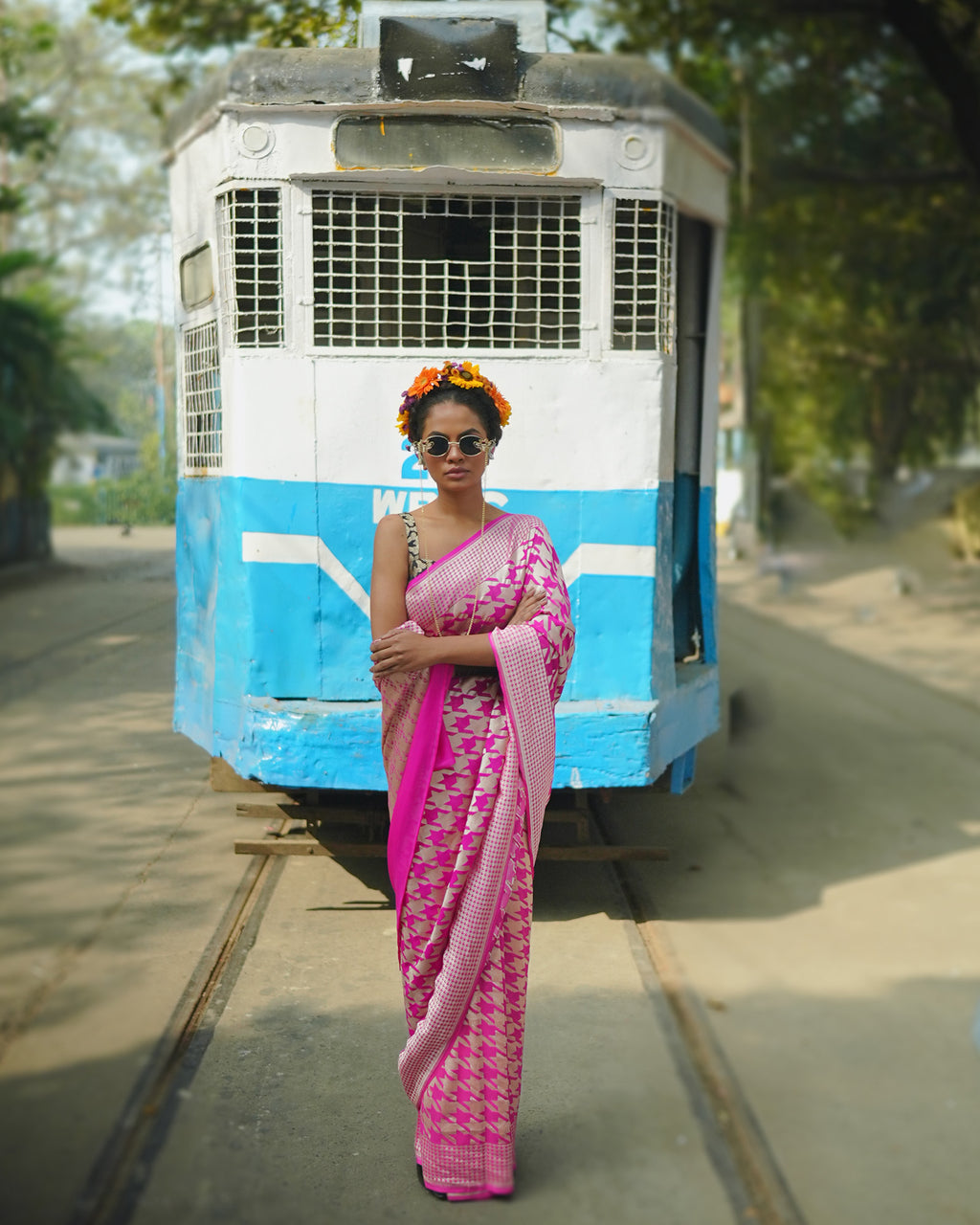 Pink Banarasi Silk Georgette Saree