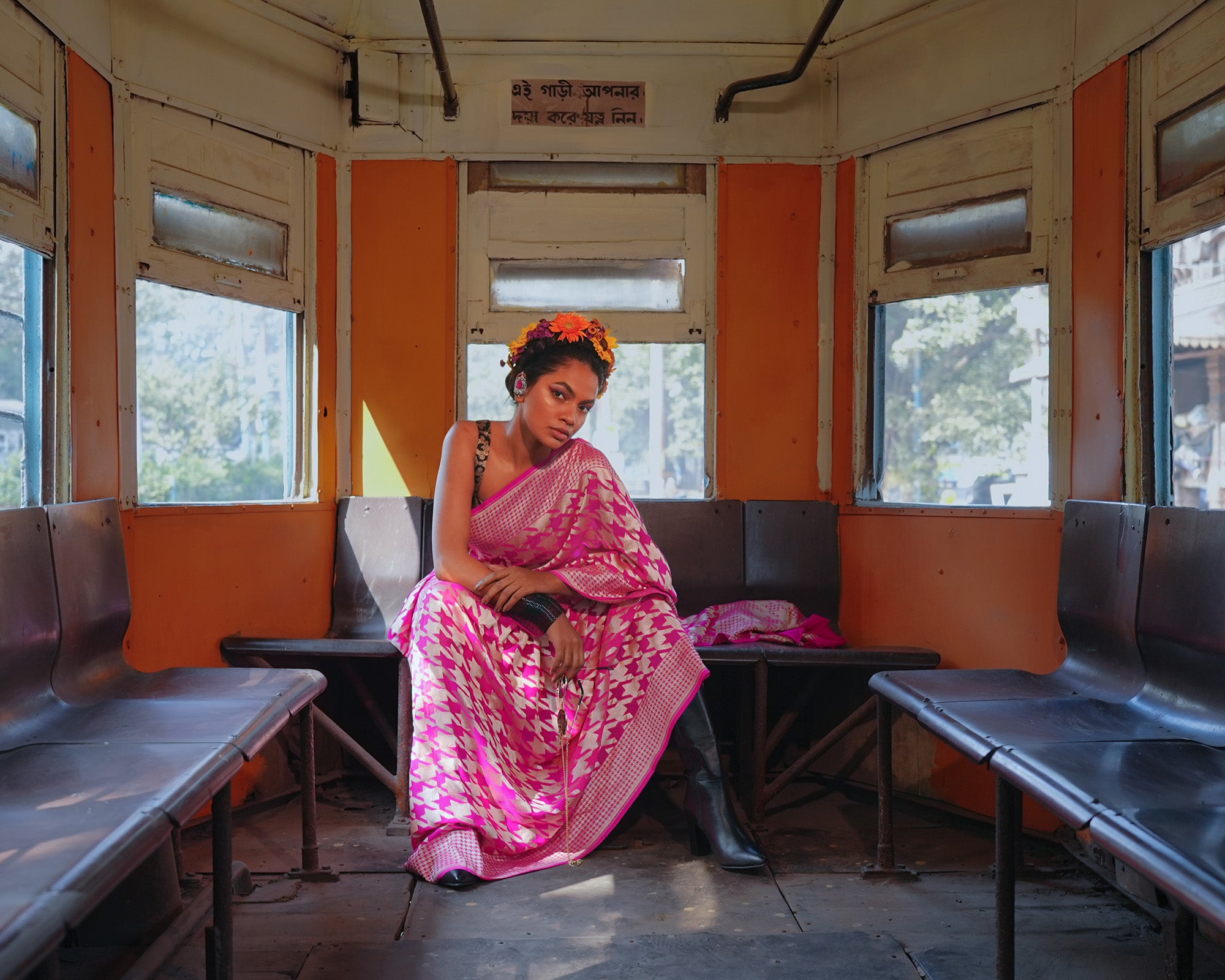 Pink Banarasi Silk Georgette Saree
