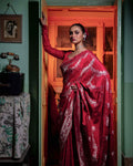 Red Banarasi Silk Satin Saree