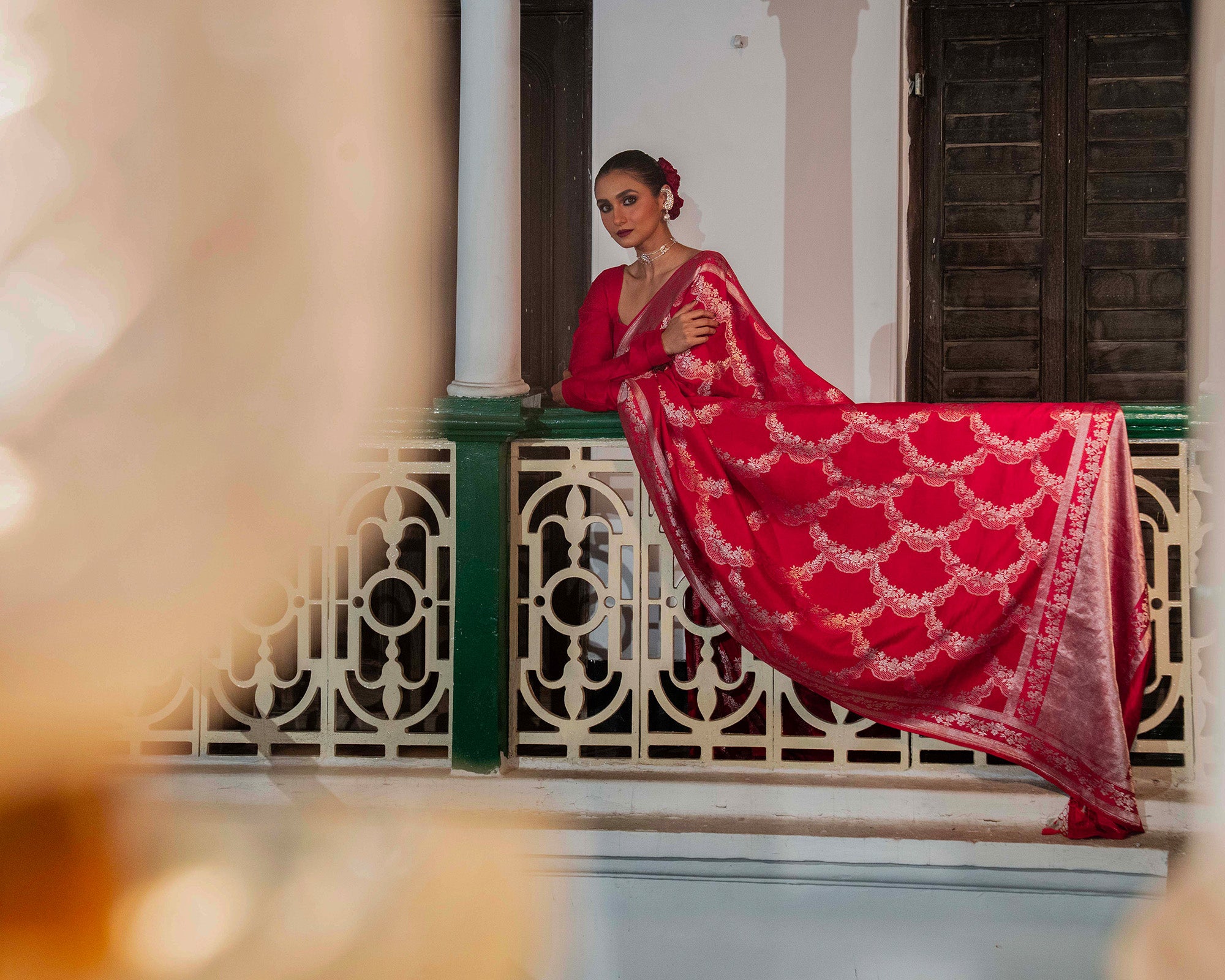 Red Banarasi Silk Satin Saree