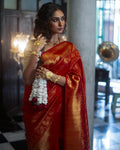 Red Kanchivaram Silk Brocade Saree