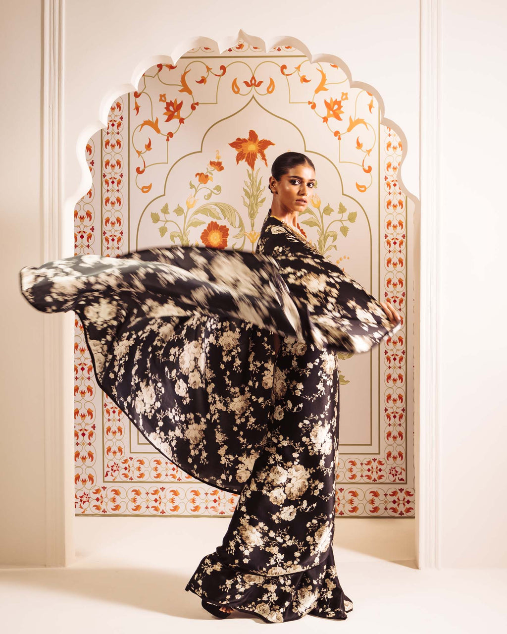Black Satin Crepe Silk Saree