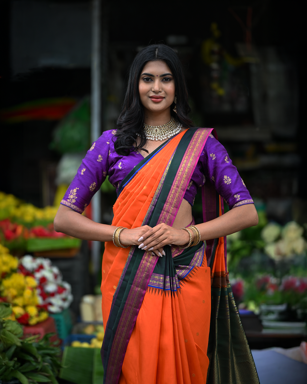 Orange Kanchivaram Silk Saree