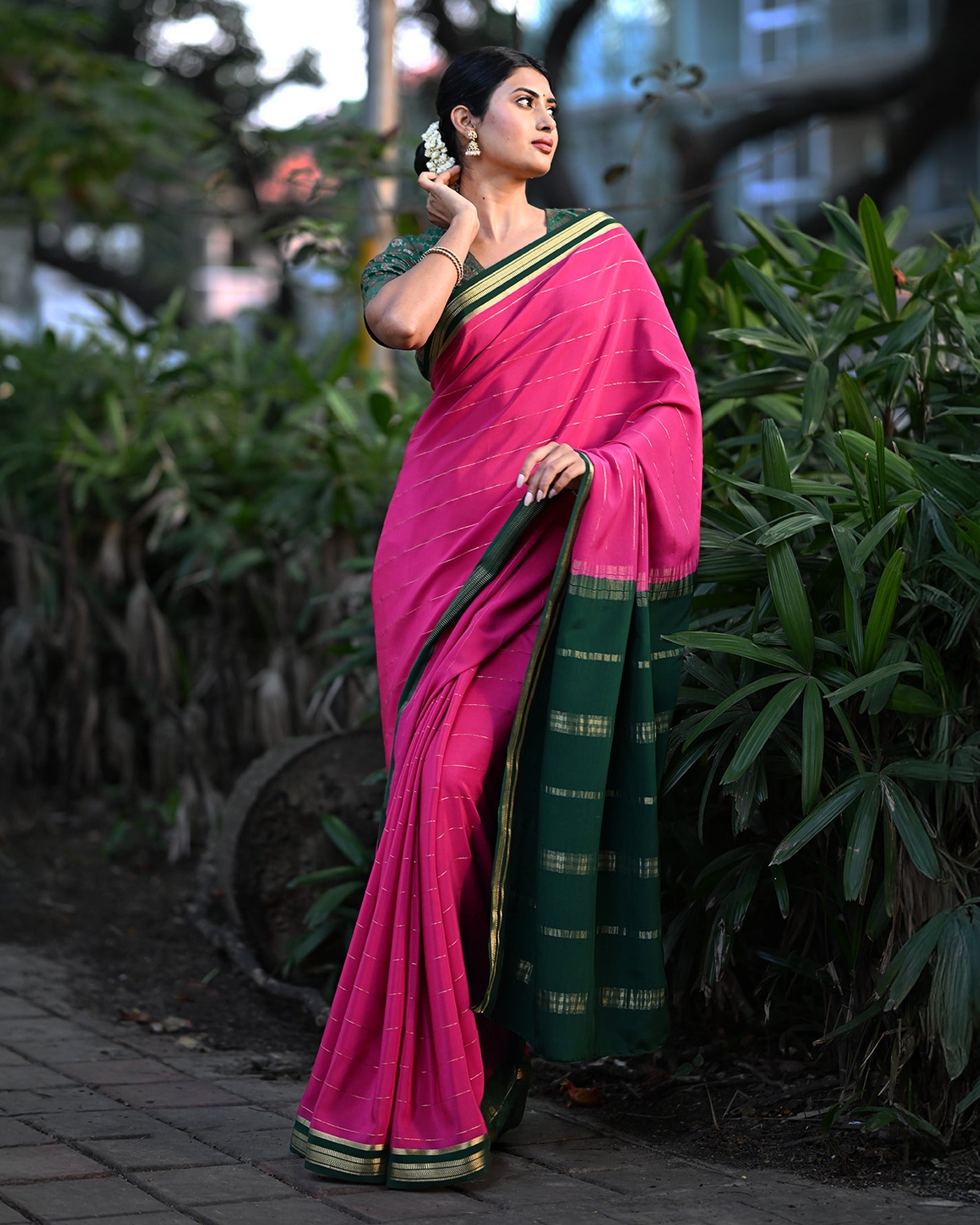 Pink Mysore Crepe Silk Saree