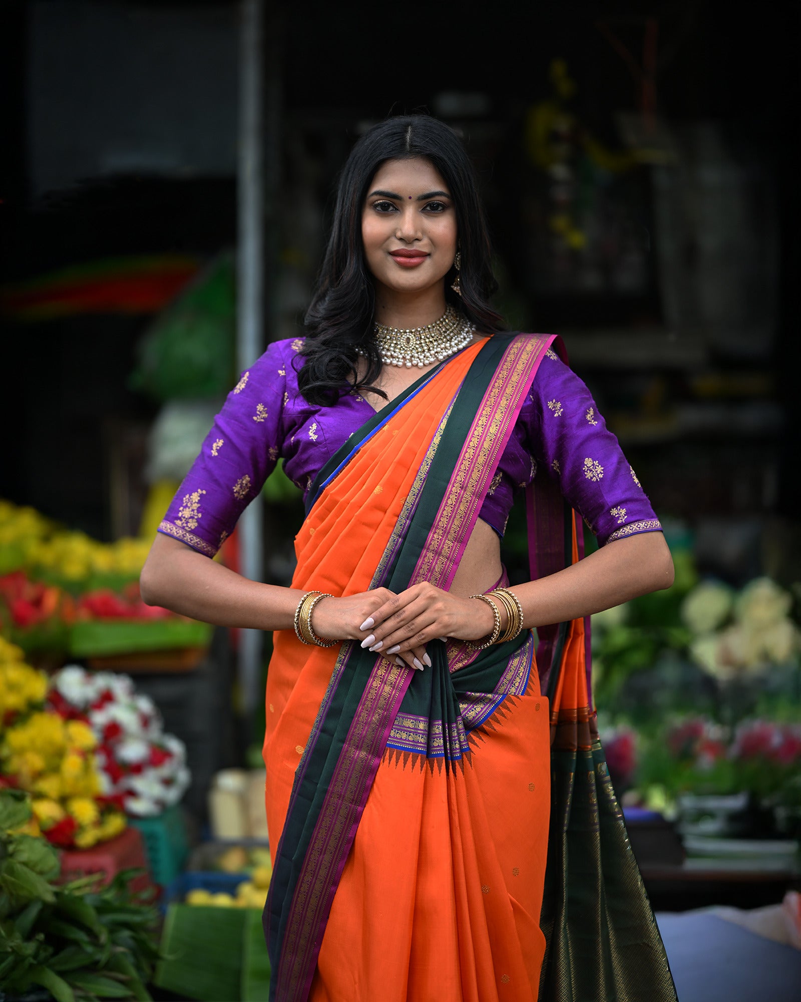 Orange Kanchivaram Silk Saree