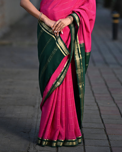Pink Mysore Crepe Silk Saree