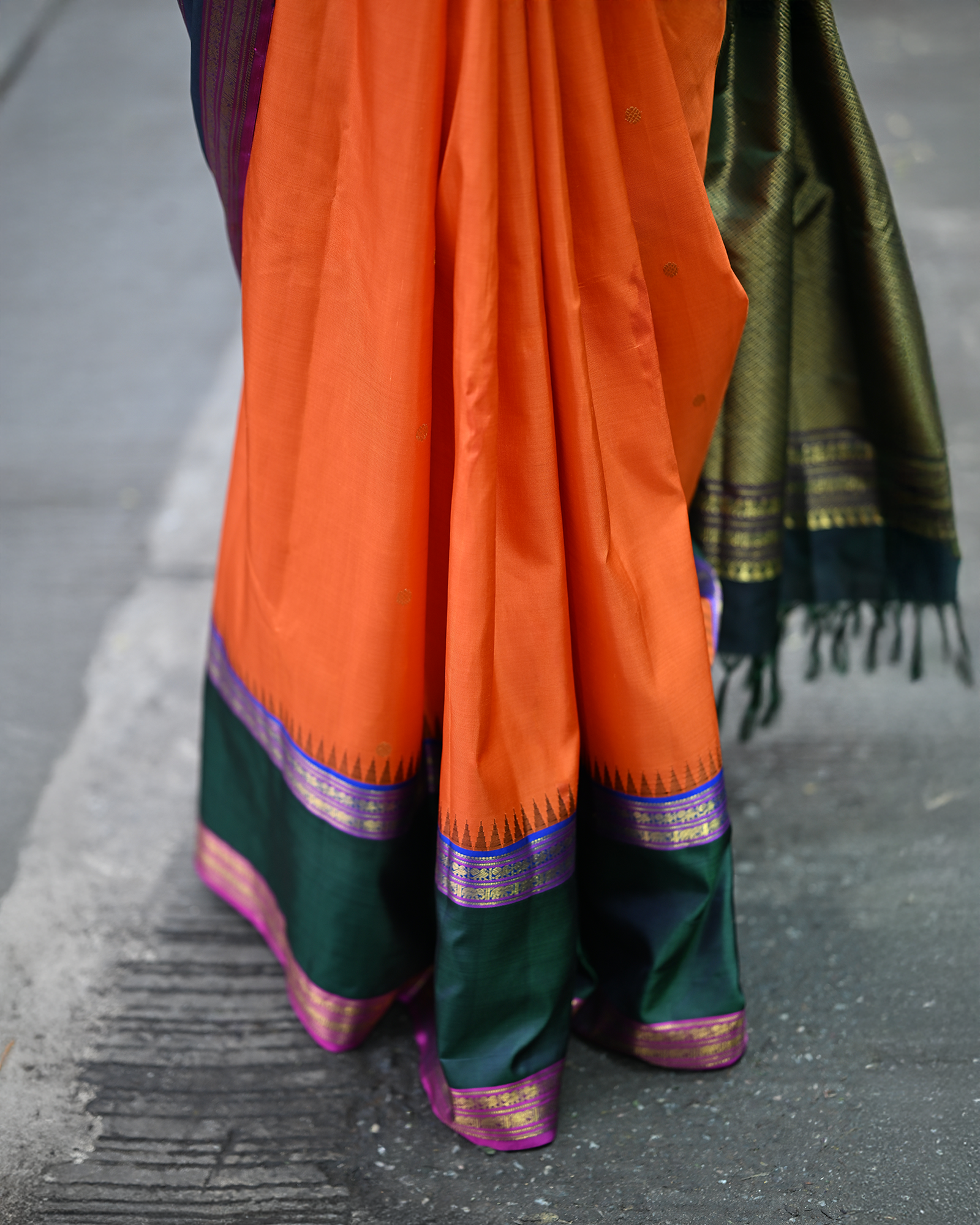 Orange Kanchivaram Silk Saree