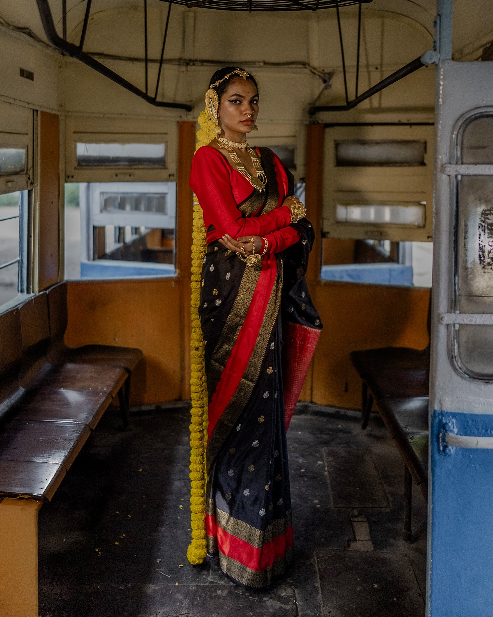 Black Kanchivaram Twill Silk Saree