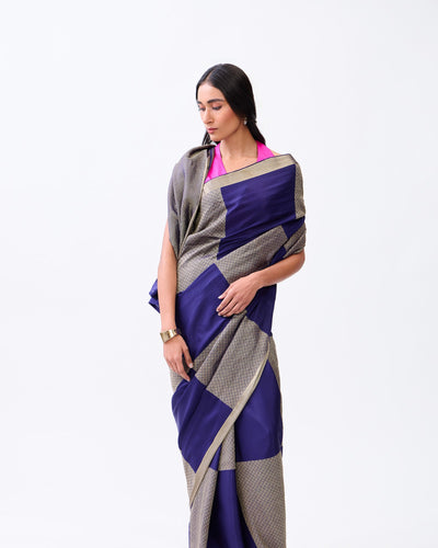 Blue Mysore Crepe Silk Saree