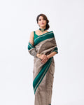 Green Banarasi Kora Silk Saree