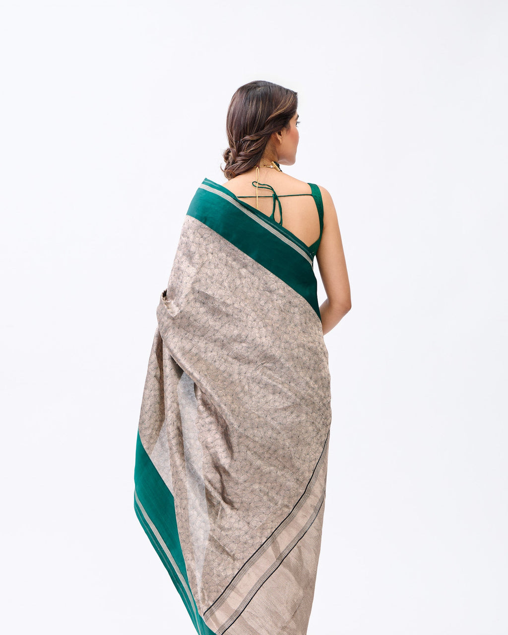 Green Banarasi Kora Silk Saree