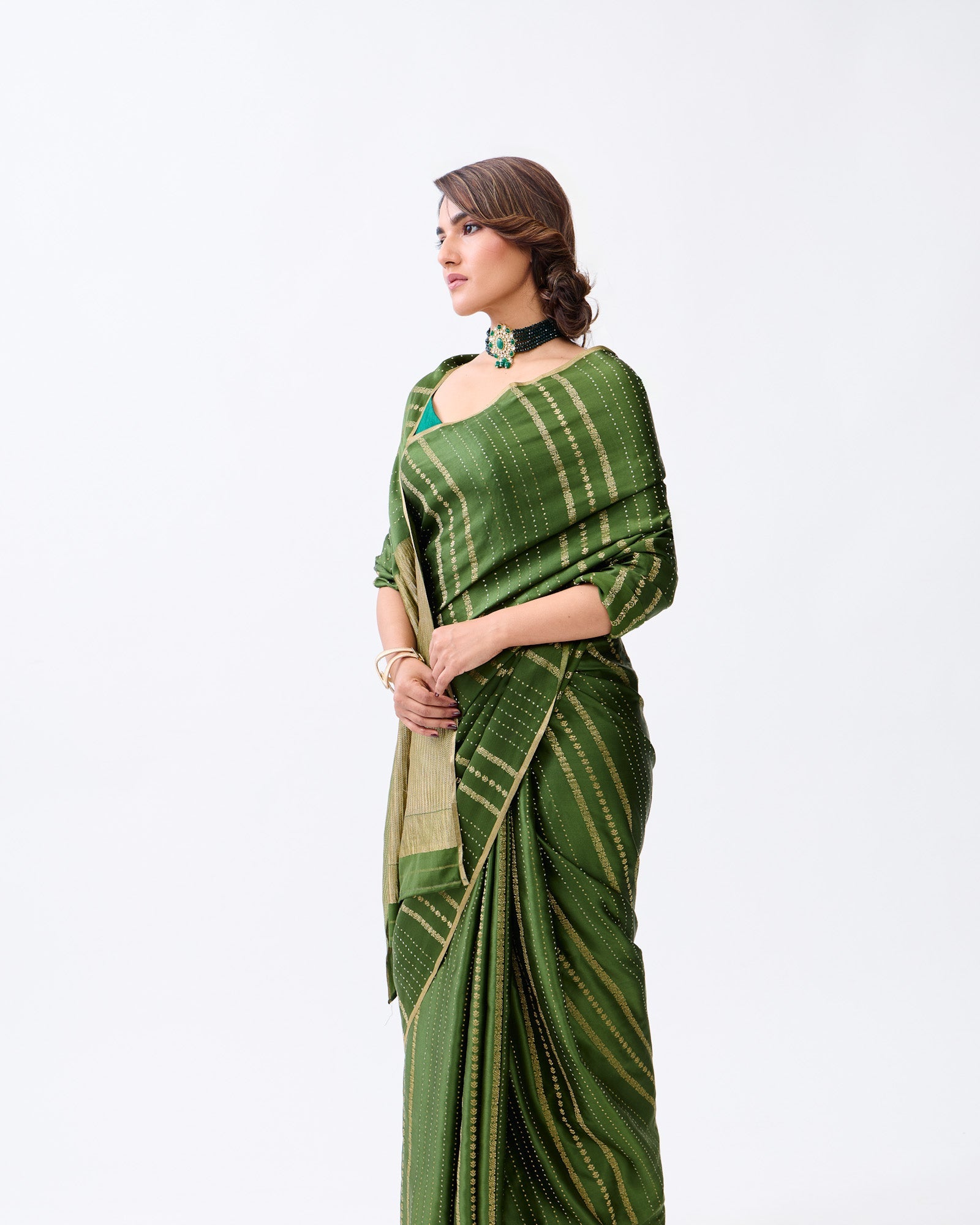 Green Mysore Crepe Silk Saree