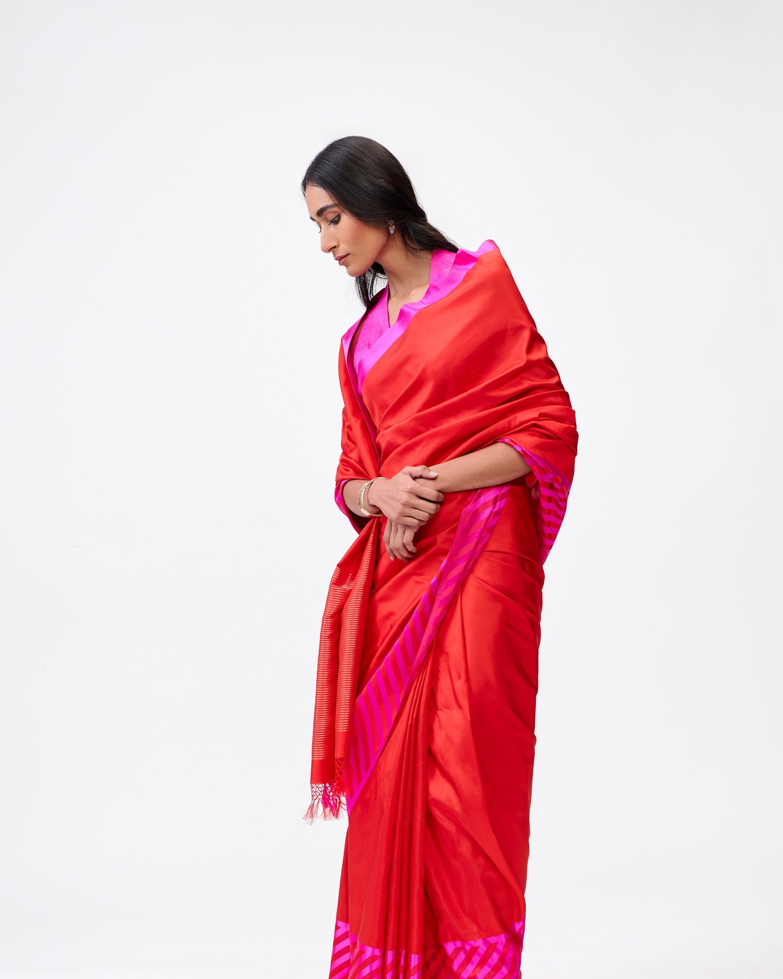 Red Banarasi Satin Silk Saree