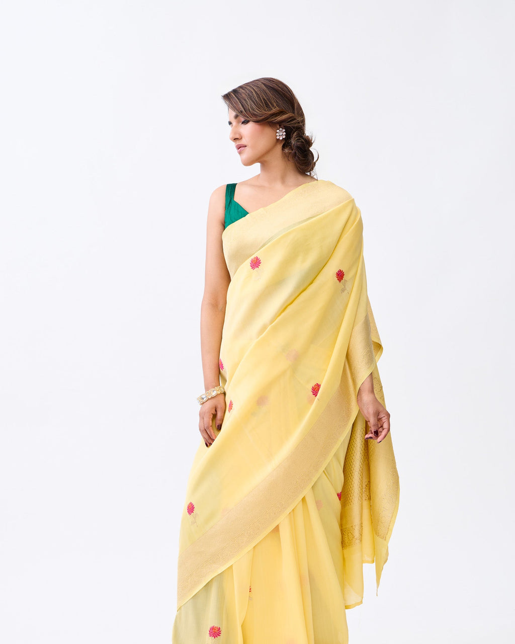 Yellow Banarasi Georgette Saree